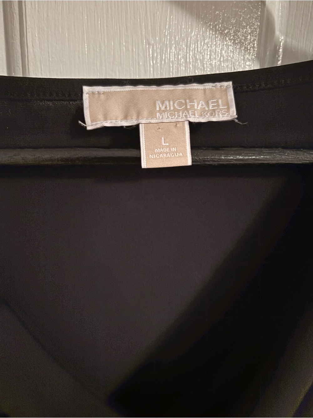 Make offer! Michael Kors Black Drape Neck Sleeveless stretch shell top Large - Picture 2 of 6